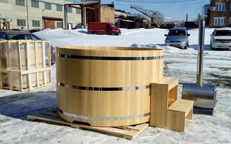 Круглая японская баня «Фурако» с внешней дровяной печью на 5 человек, 1200x1800 мм (рис.3)